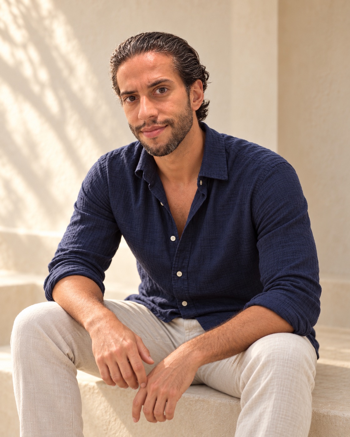 Victor Escariz, in a relaxed seated portrait